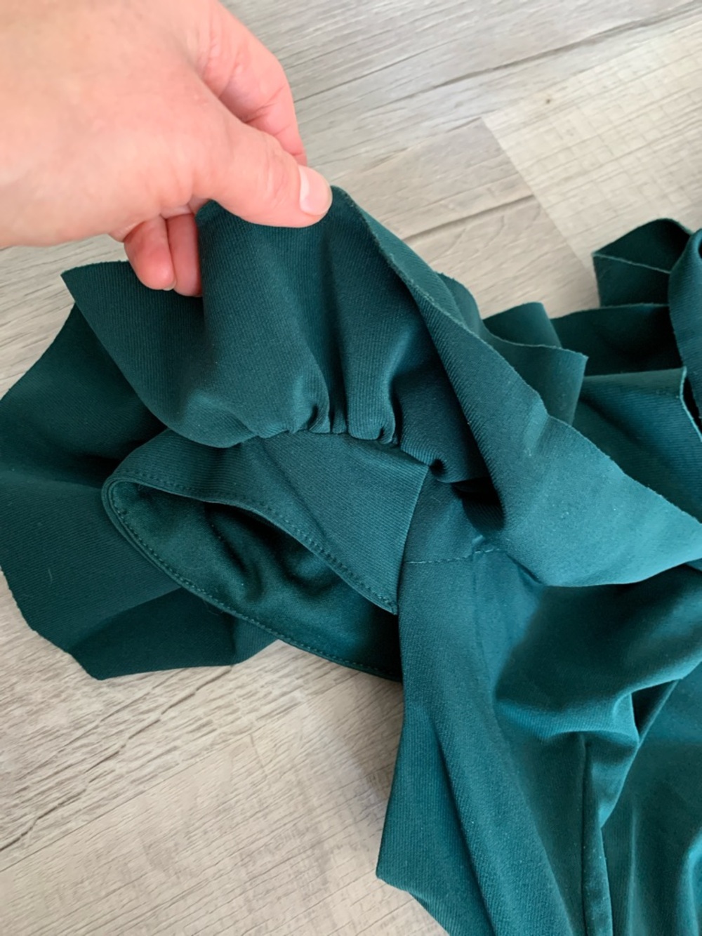 Xscape Emerald Green Ruffle Off-Shoulder Maxi Dress, size 14. - Picture 6 of 14